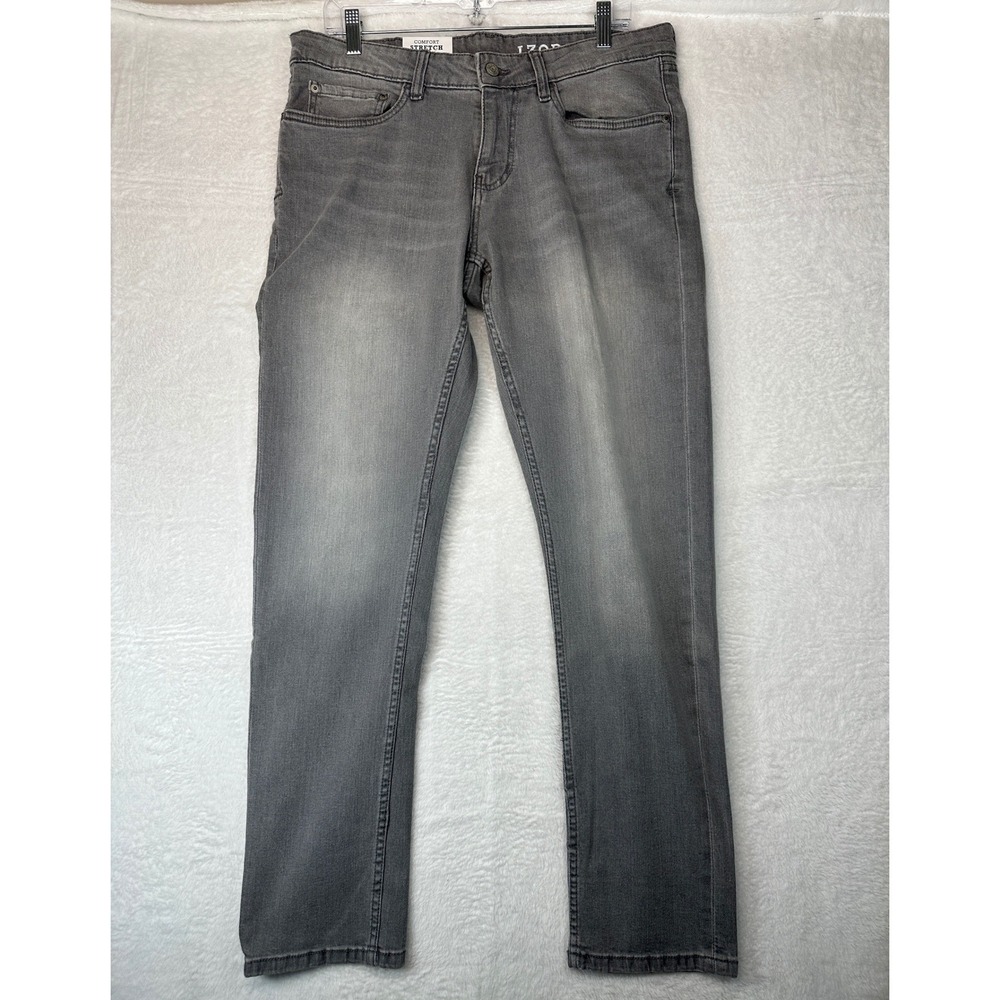 IZOD Jeans Mens 32x30 Gray Sportflex Slim Fit Comfort Stretch Denim